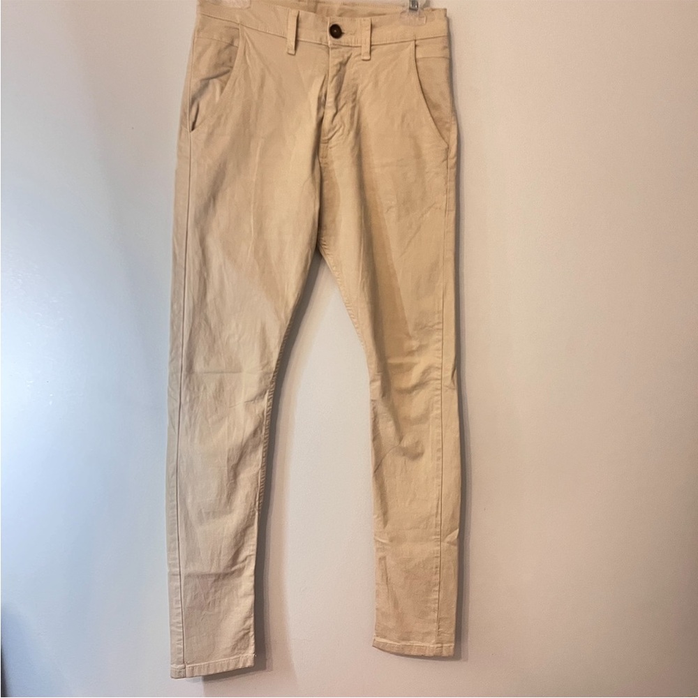 Men’s Kenzo Chino Pants Size 28x32 Skinny Flat Front Khaki